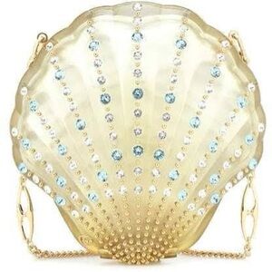 GUCCI Gold Shell Clutch with Blue Accents